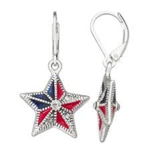 Star spangled  Silver Earrings with Red and Blue Accents
